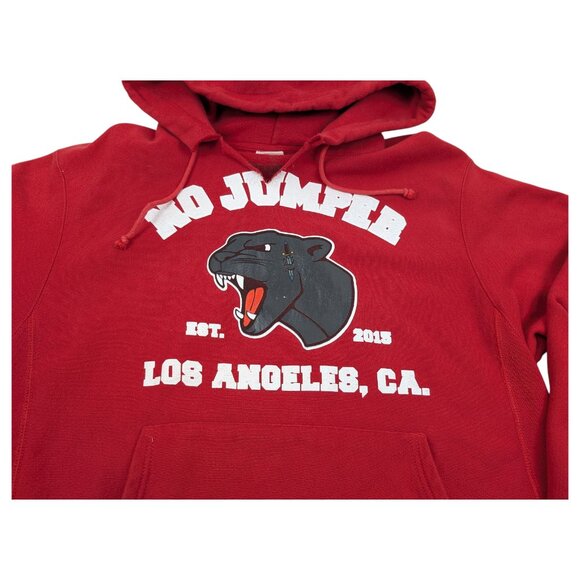 Champion Reverse Weave No Jumper Red Hoodie Sweatshirt Los Angeles Sz L *READ - Picture 3 of 12